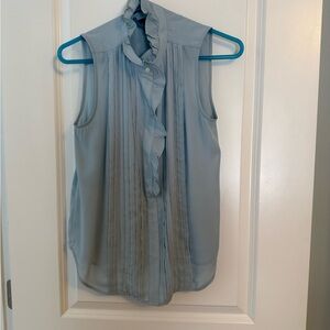 Ann Taylor Light Blue Ruffle Blouse